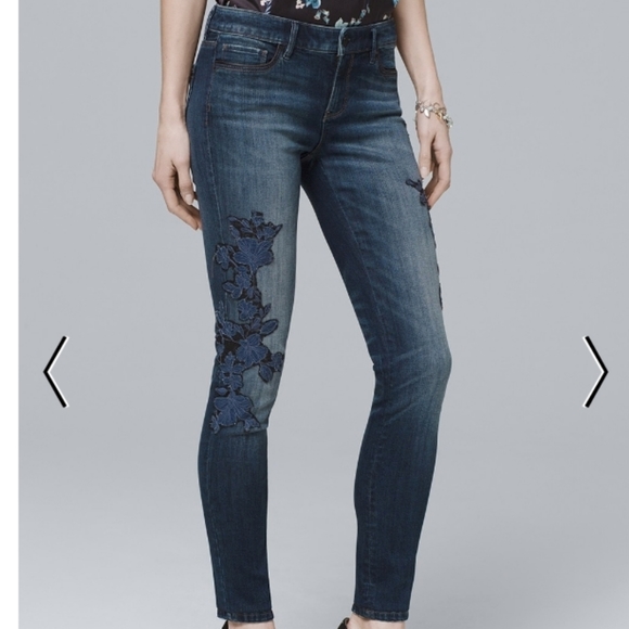 White House Black Market Denim - WHBM Lace Applique Skinny Jeans